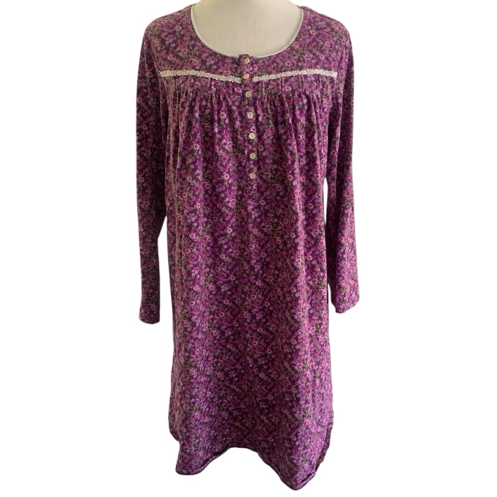 Eileen West Medium Floral Purple Long Sleeve Feminine Modest Mature Pajamas